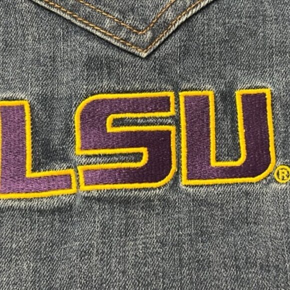 Wrangler Retro Denim Jean Jacket Louisiana State University LSU Tigers Size L - Picture 4 of 7
